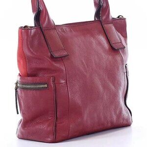 Fossil Purse Emerson Satchel Burgundy Leather Tote Hand Bag Lots of Compartments